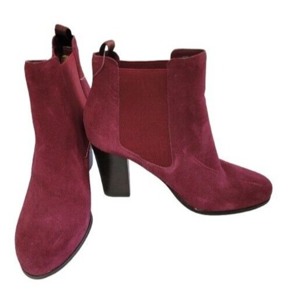 NWOT Michael Kors 9 Lottie Berry Red Leather Suede Ankle Boots Booties 120569 - Picture 1 of 6
